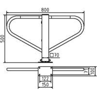 Parkeerbarrièremet rond cilinderslot, 500mm boven de grond wit/rood