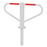 Parkeerbarrière met rond cilinderslot voor in beton, 500mm boven de grond wit/rood 