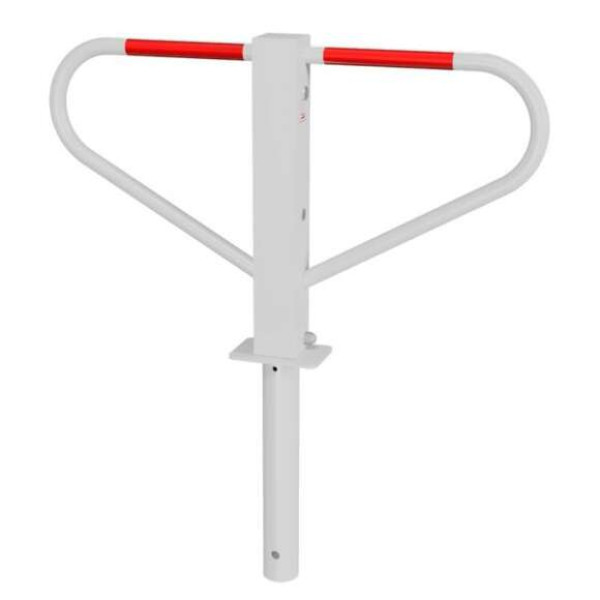 Parkeerbarrière met rond cilinderslot voor in beton, 500mm boven de grond wit/rood 