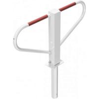 Parkeerbeugel met rond cilinderslot voor in beton, 500mm boven de grond wit/rood