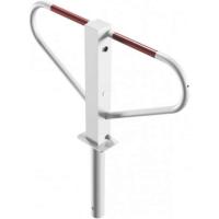 Parkeerbeugel met rond cilinderslot voor in beton, 500mm boven de grond wit/rood