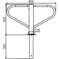 Parkeerbarrière met rond cilinderslot voor in beton, 500mm boven de grond wit/rood 