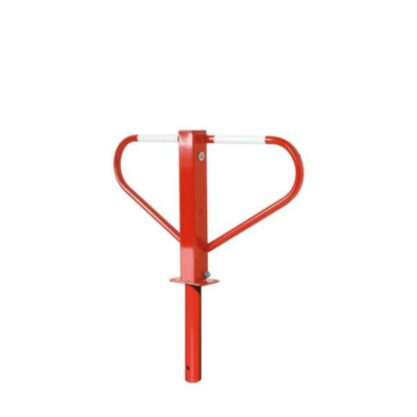 Parkeerbarrière met 8mm driehoeksslot voor in beton rood/wit