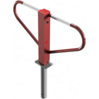 Parkeerbarrière met 8mm driehoeksslot voor in beton rood/wit