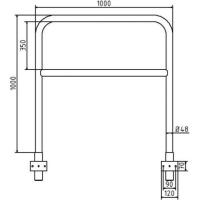 Veiligheidshek met dwarsbalk geschikt voor wandmontage 1200x1000 mm.