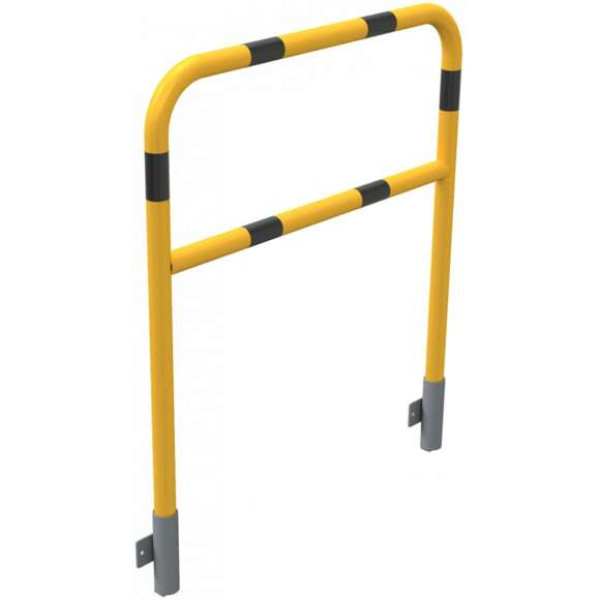 Stalen buis hoepel met dwarsbalk geel/zwart geschikt voor wandmontage 1200x1000 mm.