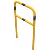 Veiligheidshek geel/zwart met dwarsbalk voor in beton 1400x1000 mm.