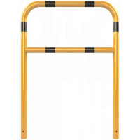 Veiligheidshek geel/zwart met dwarsbalk voor in beton 1400x1000 mm.
