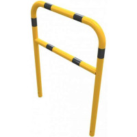 Veiligheidshek geel/zwart met dwarsbalk voor in beton 1400x1000 mm.