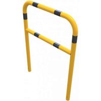 Veiligheidshek geel/zwart met dwarsbalk voor in beton 1400x1000 mm.