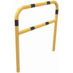 Veiligheidshek geel/zwart met dwarsbalk voor in beton 1000x1500 mm.