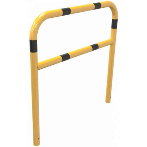 Veiligheidshek geel/zwart met dwarsbalk voor in beton 1000x1500 mm.