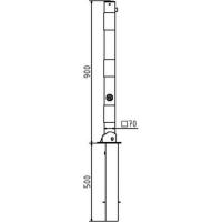 Neerklap- én uitneembare afzetpaal rood wit met driekantsluiting 900 mm.