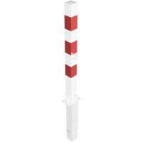 Neerklap- én uitneembare afzetpaal rood wit met profielcilinder en driekantsluiting verzinkt 900 mm.
