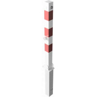 Neerklap- én uitneembare afzetpaal rood wit met profielcilinder en driekantsluiting verzinkt 900 mm.