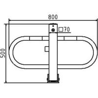 Parkeerbarrière met driehoeksslot en zijdelingse buissteunen