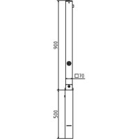 Neerklapbare afzetpaal met hef-kantelmechanisme en driehoeksluiting beton incl. grondkoker 900 mm.