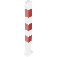 Neerklapbare afzetpaal wit rood met voetplaat en hangslot 900 mm.