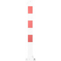 Neerklapbare afzetpaal wit rood met voetplaat en hangslot 900 mm.