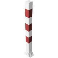 Neerklapbare afzetpaal wit rood met voetplaat en hangslot 900 mm.