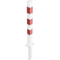Neerklapbare afzetpaal wit rood voor bevestiging in beton thermisch verzinkt met hangslot 900 mm.