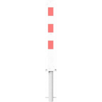 Neerklapbare afzetpaal wit rood voor bevestiging in beton thermisch verzinkt met hangslot 900 mm.