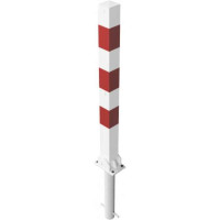 Neerklapbare afzetpaal wit rood voor bevestiging in beton thermisch verzinkt met hangslot 900 mm.