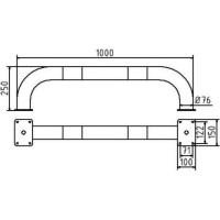 Anti stootbeugel geel/zwart bevestigen met voetplaat 250x1000 mm. 