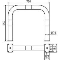 Anti stootbeugel geel/zwart bevestigen met voetplaat 650x750 mm. 