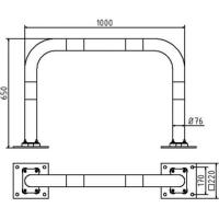 Anti stootbeugel geel/zwart met voetplaat flexibel 650x1000 mm. 