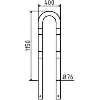 Anti stootbeugel geel/zwart beton 1150x400 mm. 