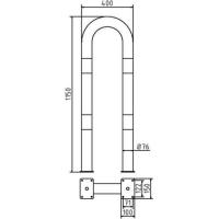 Anti stootbeugel geel/zwart bevestigen met voetplaat 1150x400 mm. 