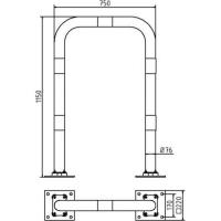 Anti stootbeugel geel/zwart met voetplaat flexibel 1150x750 mm. 