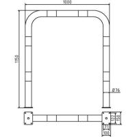 Anti stootbeugel geel/zwart bevestigen met voetplaat 1150x1000 mm. 