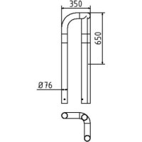 Anti stootbeugel geel/zwart 90° 650 mm. hoog