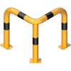 Beschermbeugel geel/zwart 90° met voetplaat 650 mm. hoog