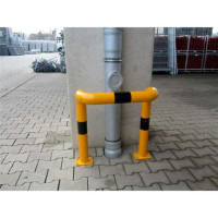 Anti stootbeugel dubbel hoek geel/zwart met voetplaat 650x750 mm. 