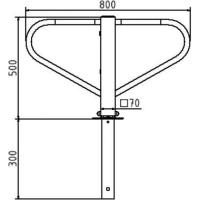 Parkeerbeugel met rond cilinderslot voor in beton, 500mm boven de grond