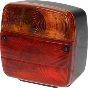 ACHTERLICHT VIERKANT 12/24 V, ROOD/AMBER