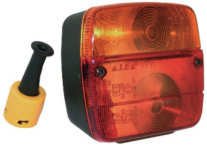 ACHTERLICHT LINKS VIERKANT, 12/24V, ROOD