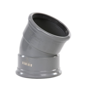 PVC BOCHT 30°, 2X MANCHET, GRIJS, KOMO,
