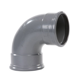 PVC BOCHT 88°, 2X MANCHET, GRIJS, KOMO,