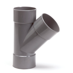 PVC T-STUK 45°, 3X INW LIJM, KOMO, 75 MM