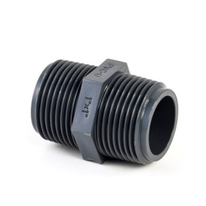 VDL PVC DUBBELE NIPPEL, 2X BUITENDRAAD,