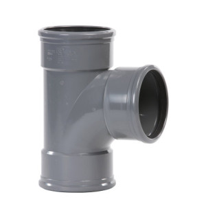 PVC T-STUK 88°, 3X MANCHET, GRIJS, KOMO,
