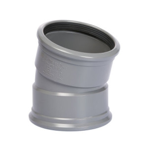 PVC BOCHT 15°, 2X MANCHET, GRIJS, KOMO,